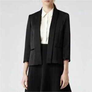 Reiss Violet Open Front Matt Black Jacket Blazer size S